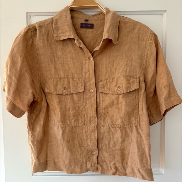 DL1961 Tan Short Sleeve Shirt - Picture 1 of 3